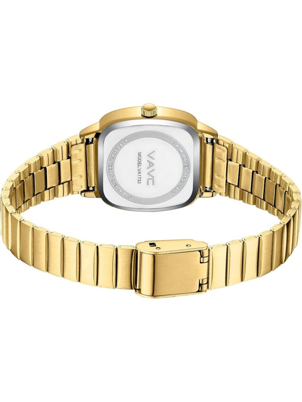 Women's White-Gold Rectangular Case Roman Dial Stainless Steel Bracelet Watches - Picture 3 of 6